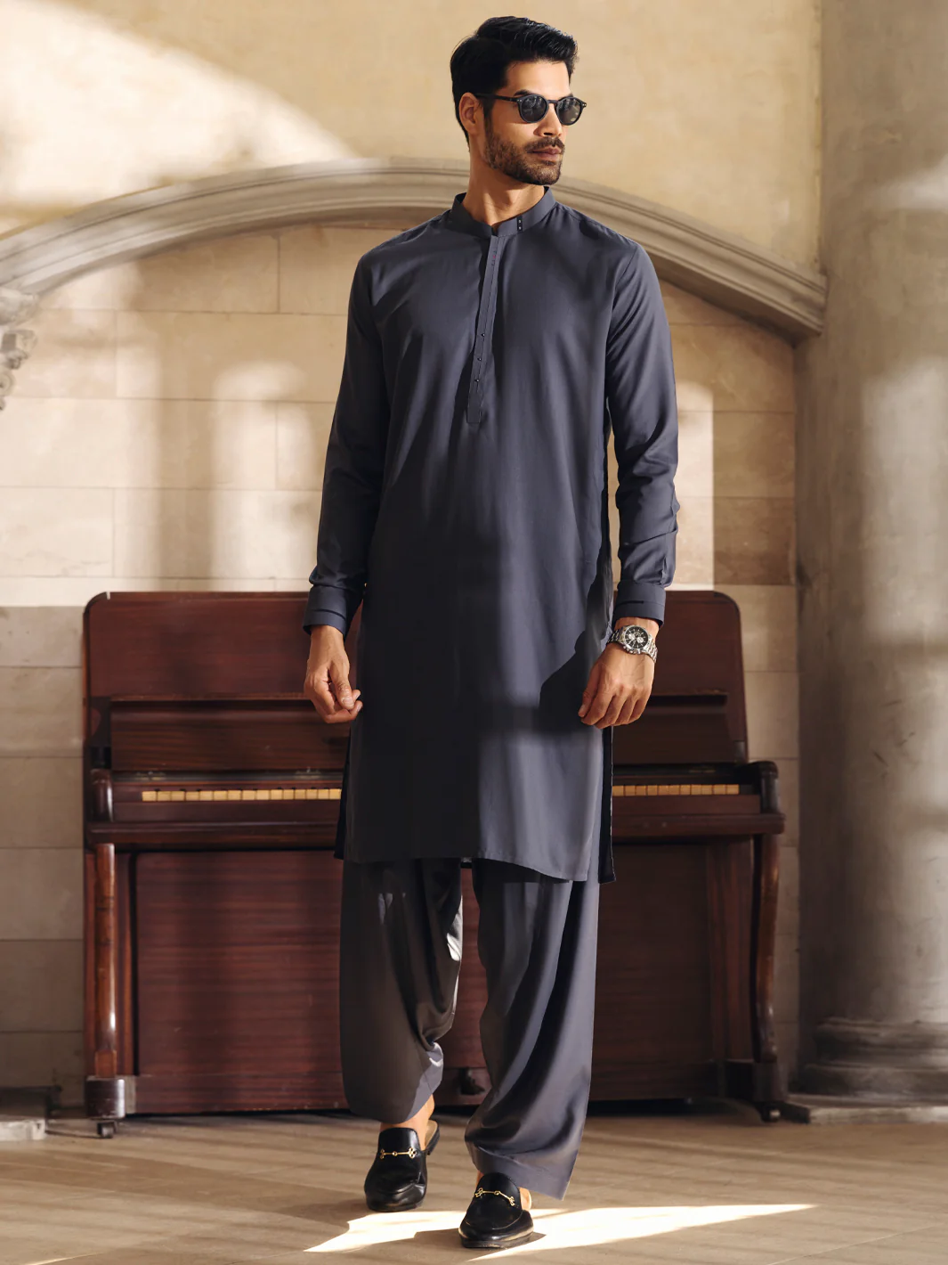 GREY VISCOSE KAMEEZ SHALWAR | AL-KS-US-2671/AM-999A - Image 4
