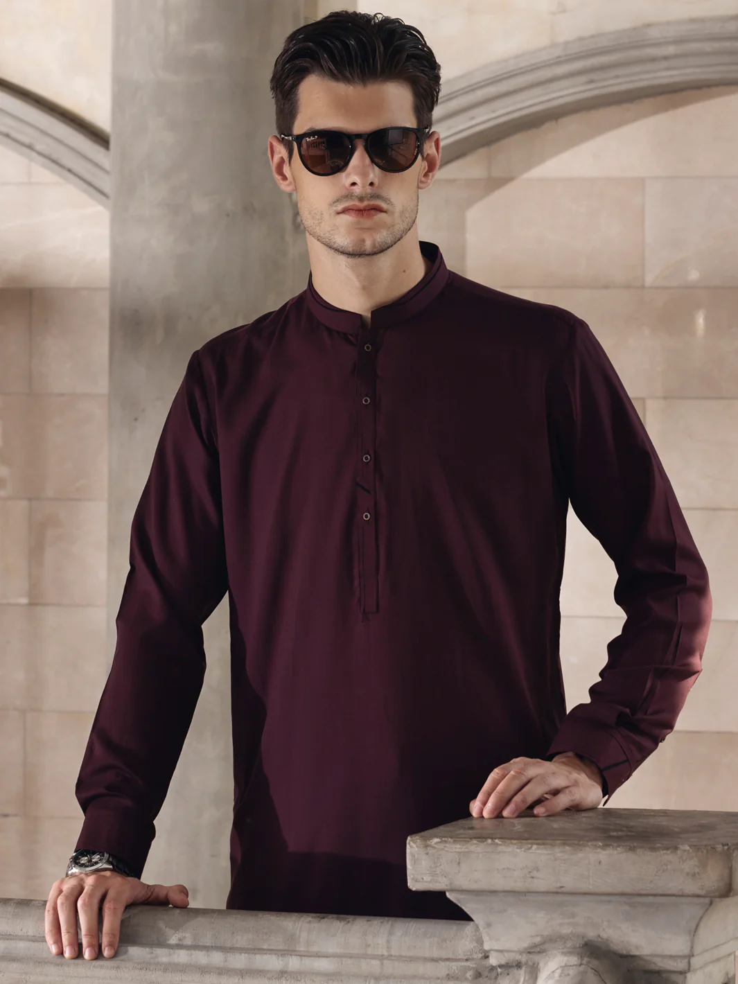 MAROON KAMEEZ SHALWAR | AL-KS-US-2679/AM-999C - Image 2