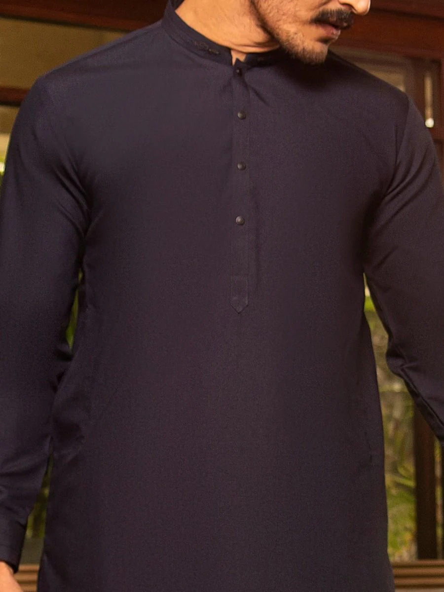 D BLUE VISCOSE KAMEEZ SHALWAR | AL-KS-US-2680/AM-5001C - Image 2