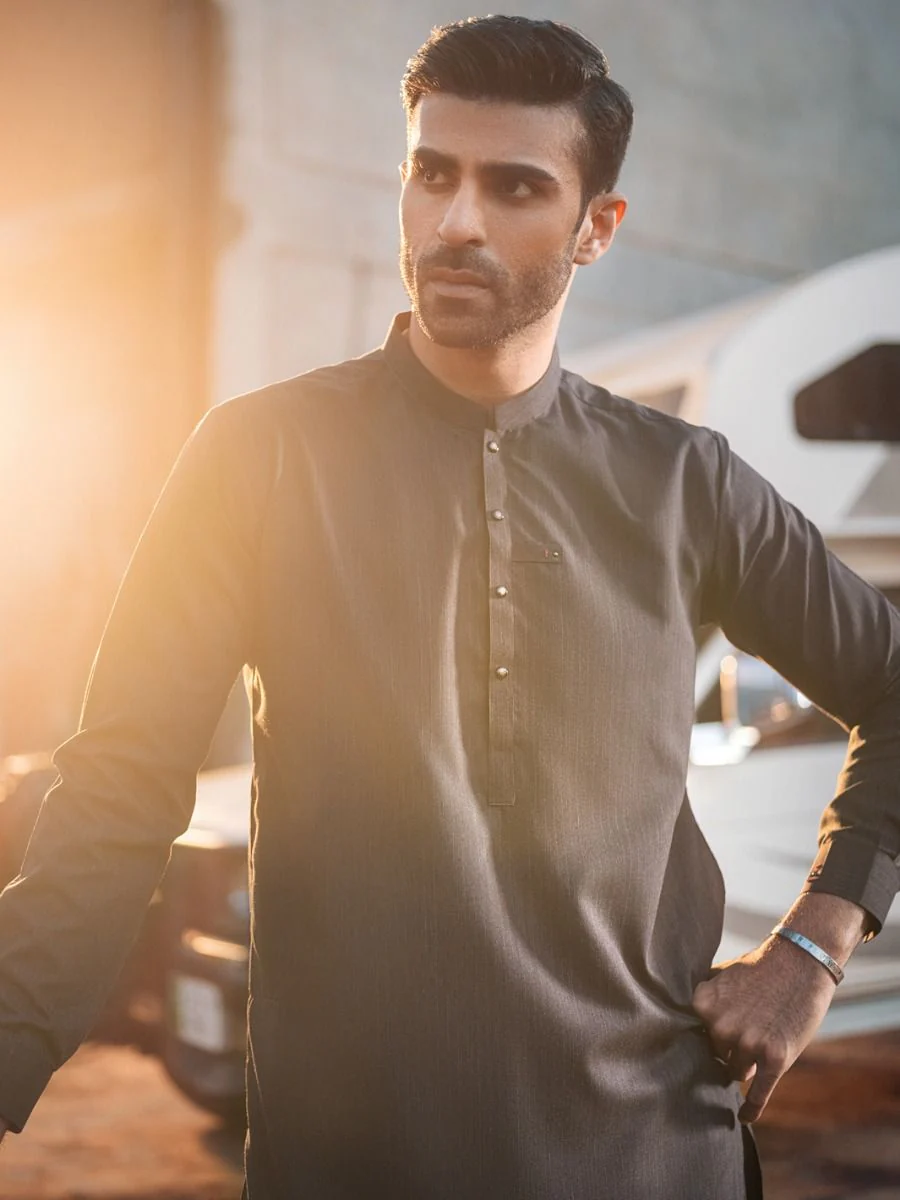 CHARCOAL GREY VISCOSE KAMEEZ SHALWAR | AL-KS-US-2687/AM-5005B - Image 2