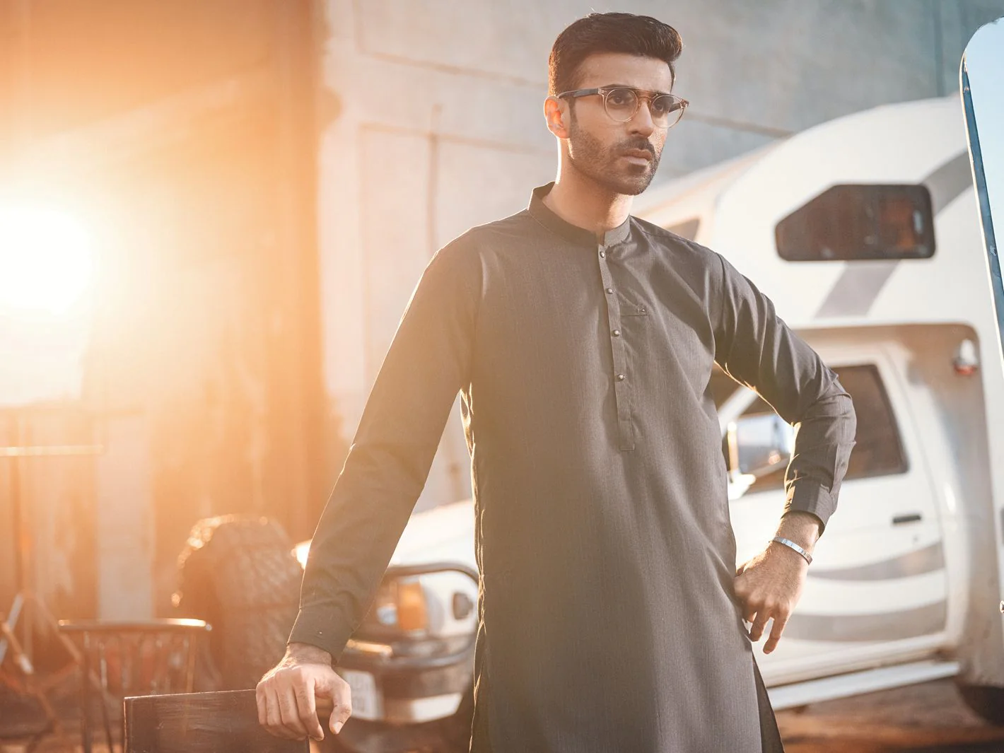 CHARCOAL GREY VISCOSE KAMEEZ SHALWAR | AL-KS-US-2687/AM-5005B - Image 3