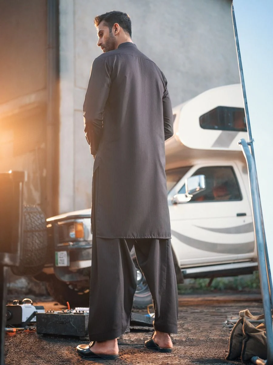 CHARCOAL GREY VISCOSE KAMEEZ SHALWAR | AL-KS-US-2687/AM-5005B - Image 4