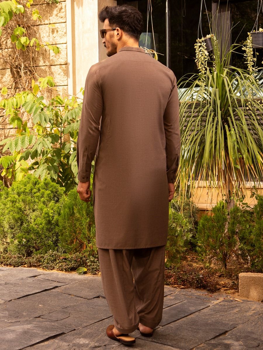 BROWN VISCOSE KAMEEZ SHALWAR | AL-KS-US-2690/AM-5033B - Image 2