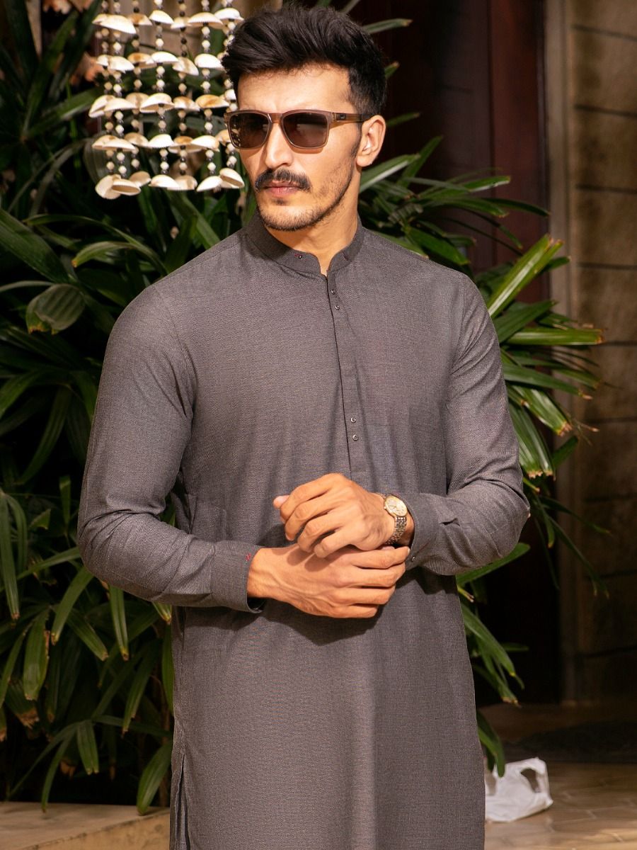 CHARCOAL GREY VISCOSE KAMEEZ SHALWAR | AL-KS-US-2695/AM-5033C - Image 2