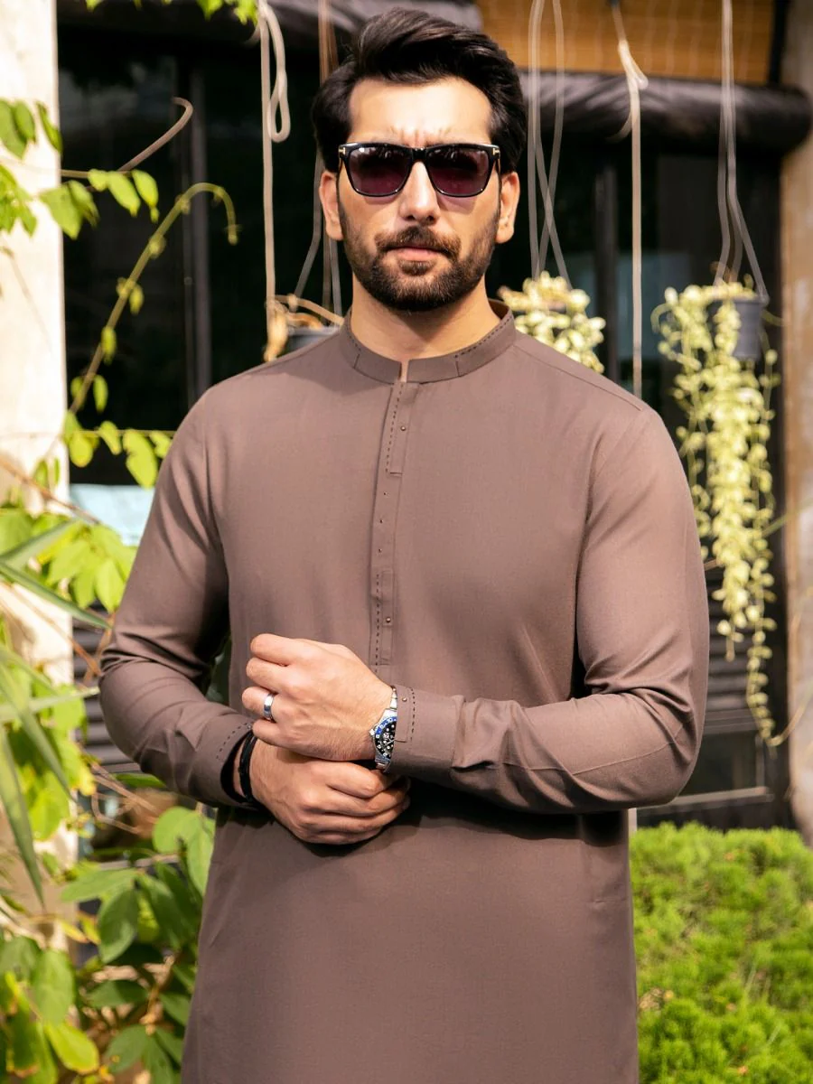 BROWN VISCOSE KAMEEZ SHALWAR | AL-KS-US-2700/AM-5030A - Image 2