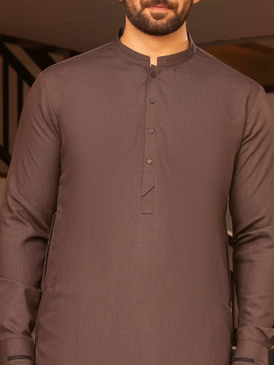 BROWN VISCOSE KAMEEZ SHALWAR | AL-KS-US-2702/AM-5001B - Image 2