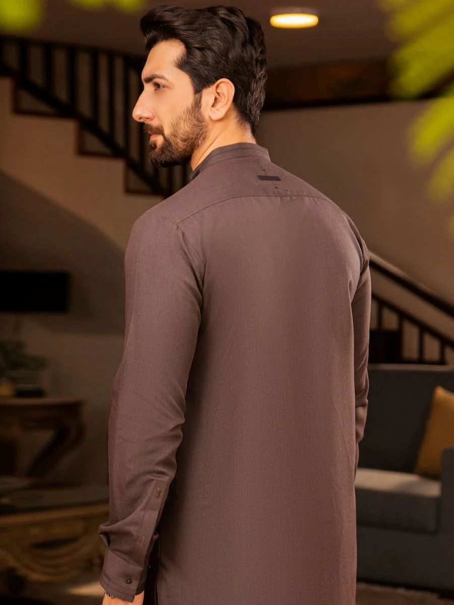 BROWN VISCOSE KAMEEZ SHALWAR | AL-KS-US-2702/AM-5001B - Image 4