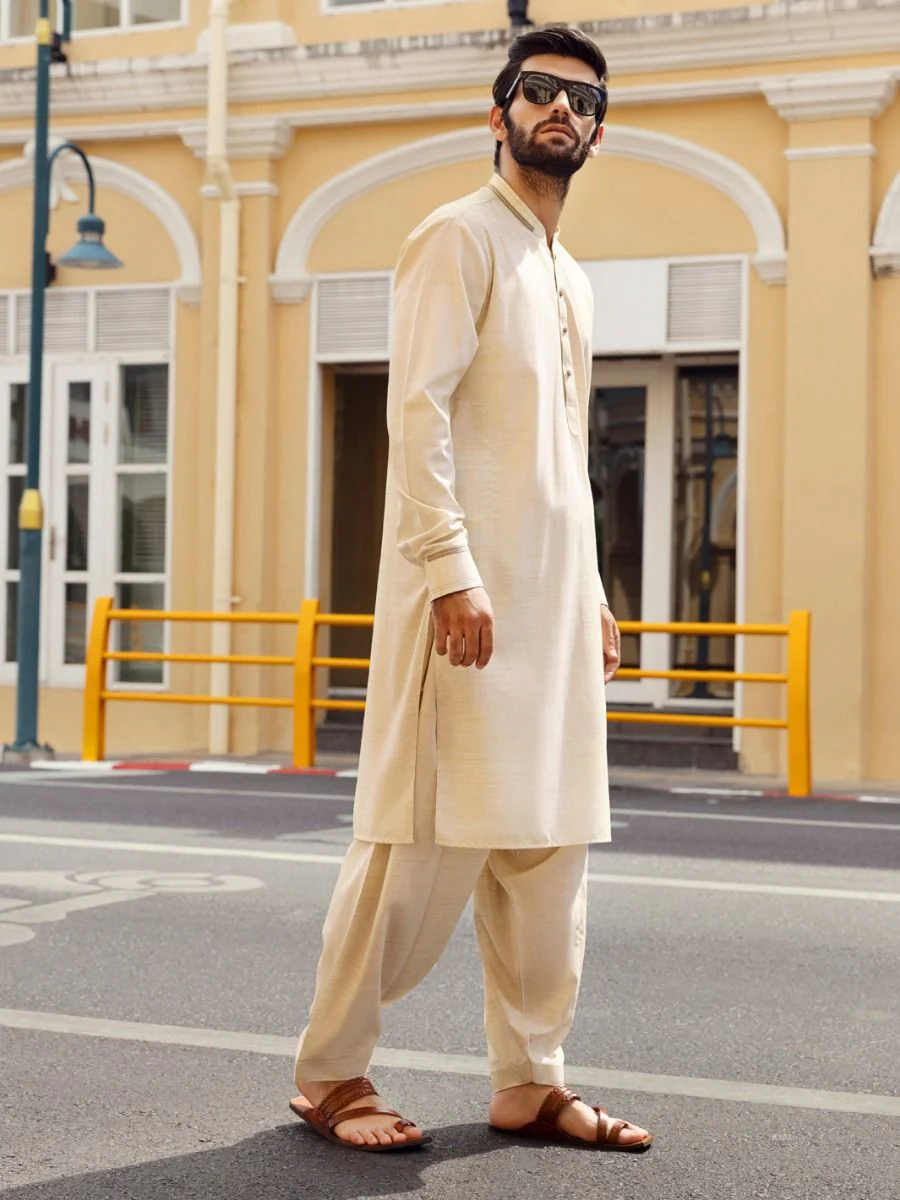CREAM KAMEEZ SHALWAR | AL-KS-US-2705/AM-5050A - Image 3