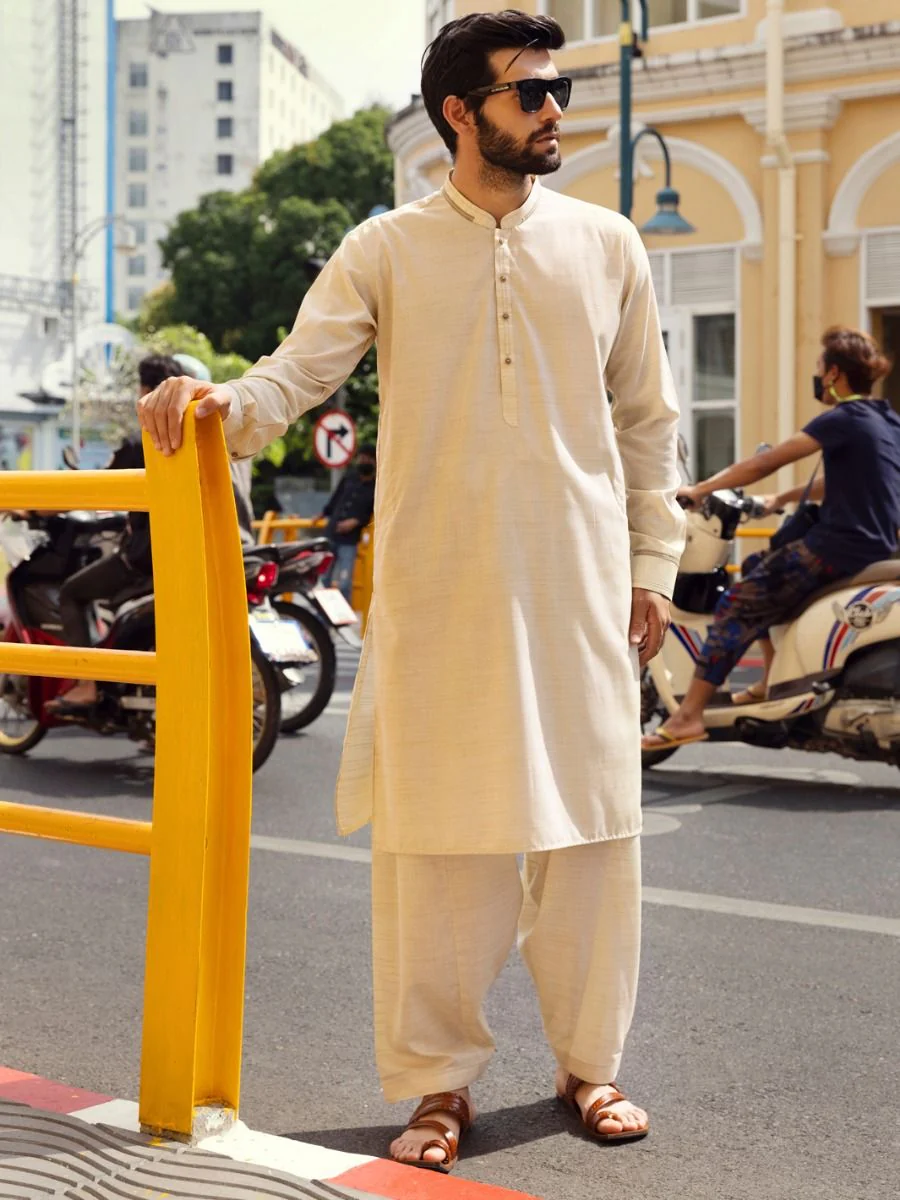 CREAM KAMEEZ SHALWAR | AL-KS-US-2705/AM-5050A - Image 5