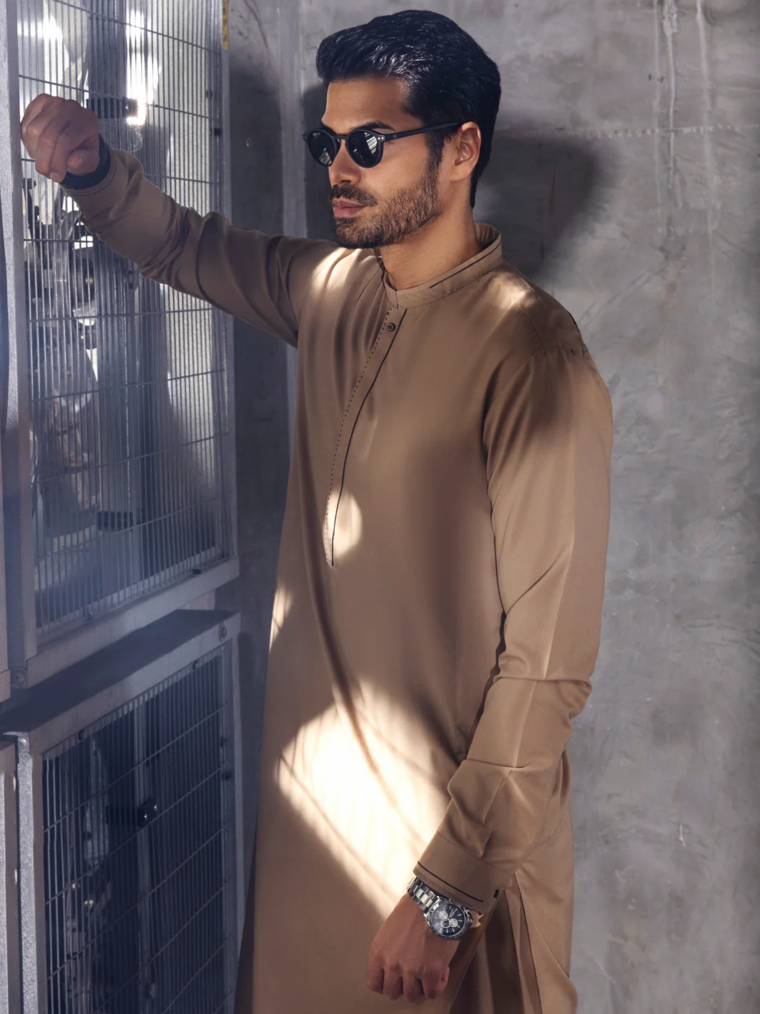 KHAKI BLENDED KAMEEZ SHALWAR | AL-KS-US-2711/AM-5035A - Image 3