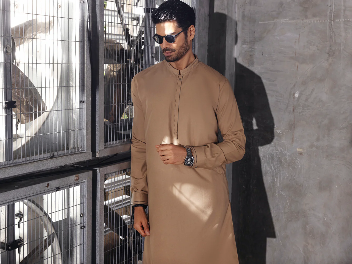 KHAKI BLENDED KAMEEZ SHALWAR | AL-KS-US-2711/AM-5035A - Image 4