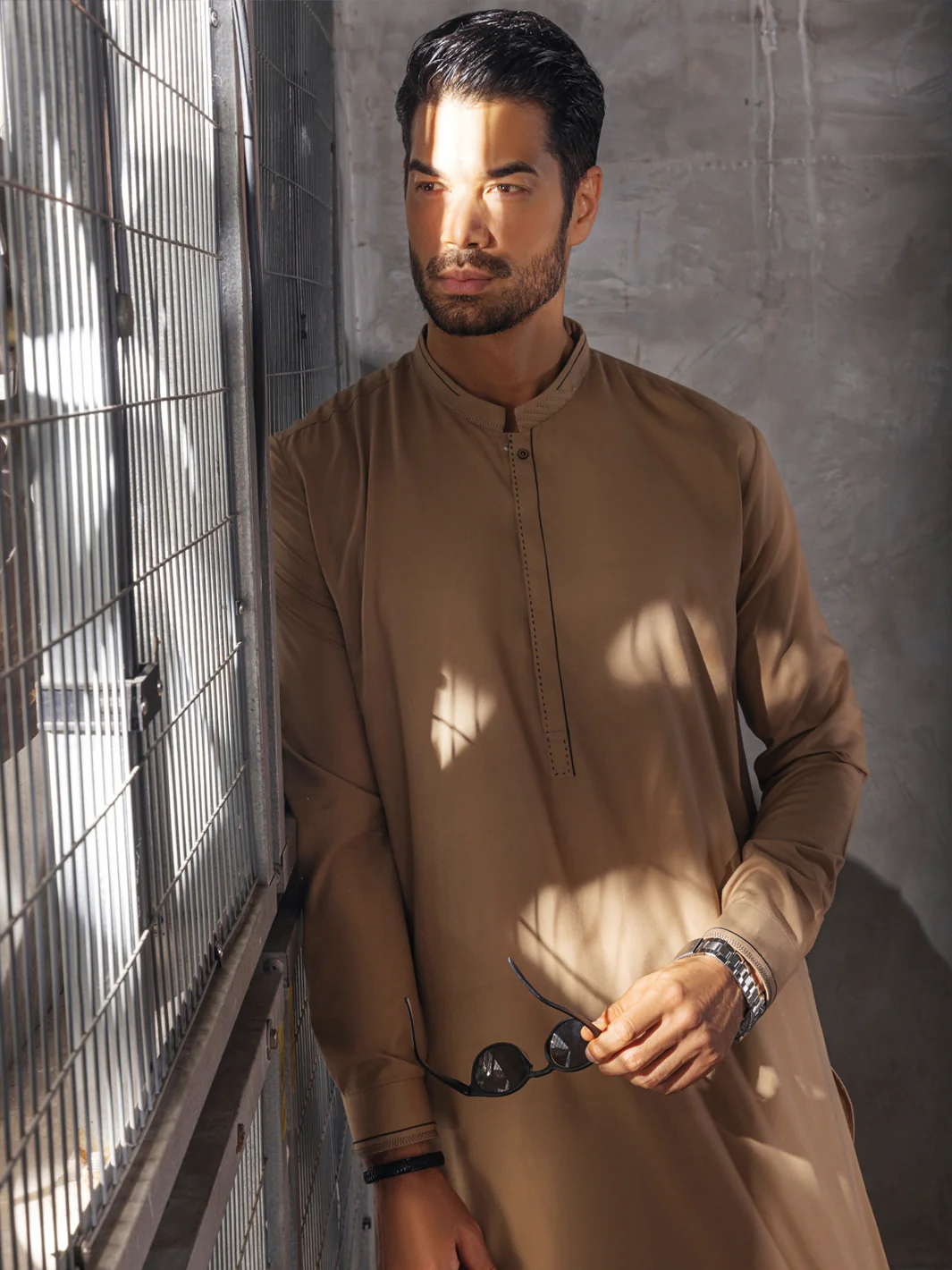 KHAKI BLENDED KAMEEZ SHALWAR | AL-KS-US-2711/AM-5035A - Image 6