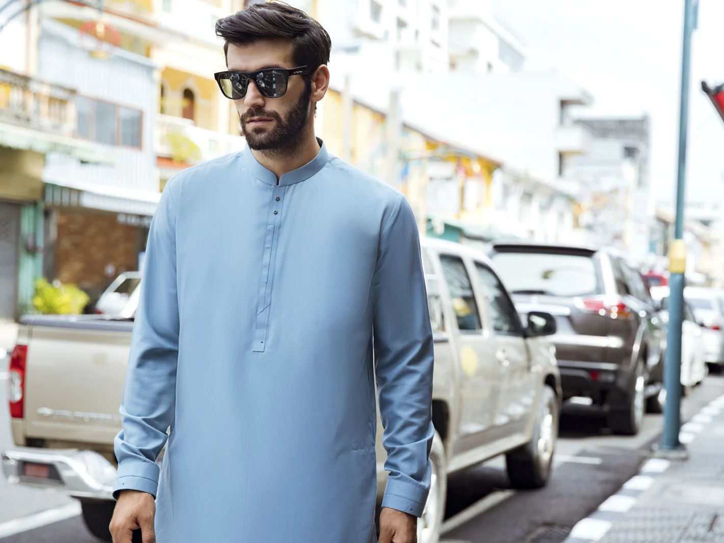 LIGHT BLUE KAMEEZ SHALWAR | AL-KS-US-2712/AM-5035B - Image 3