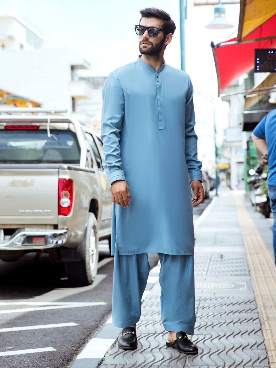 LIGHT BLUE KAMEEZ SHALWAR | AL-KS-US-2712/AM-5035B - Image 4