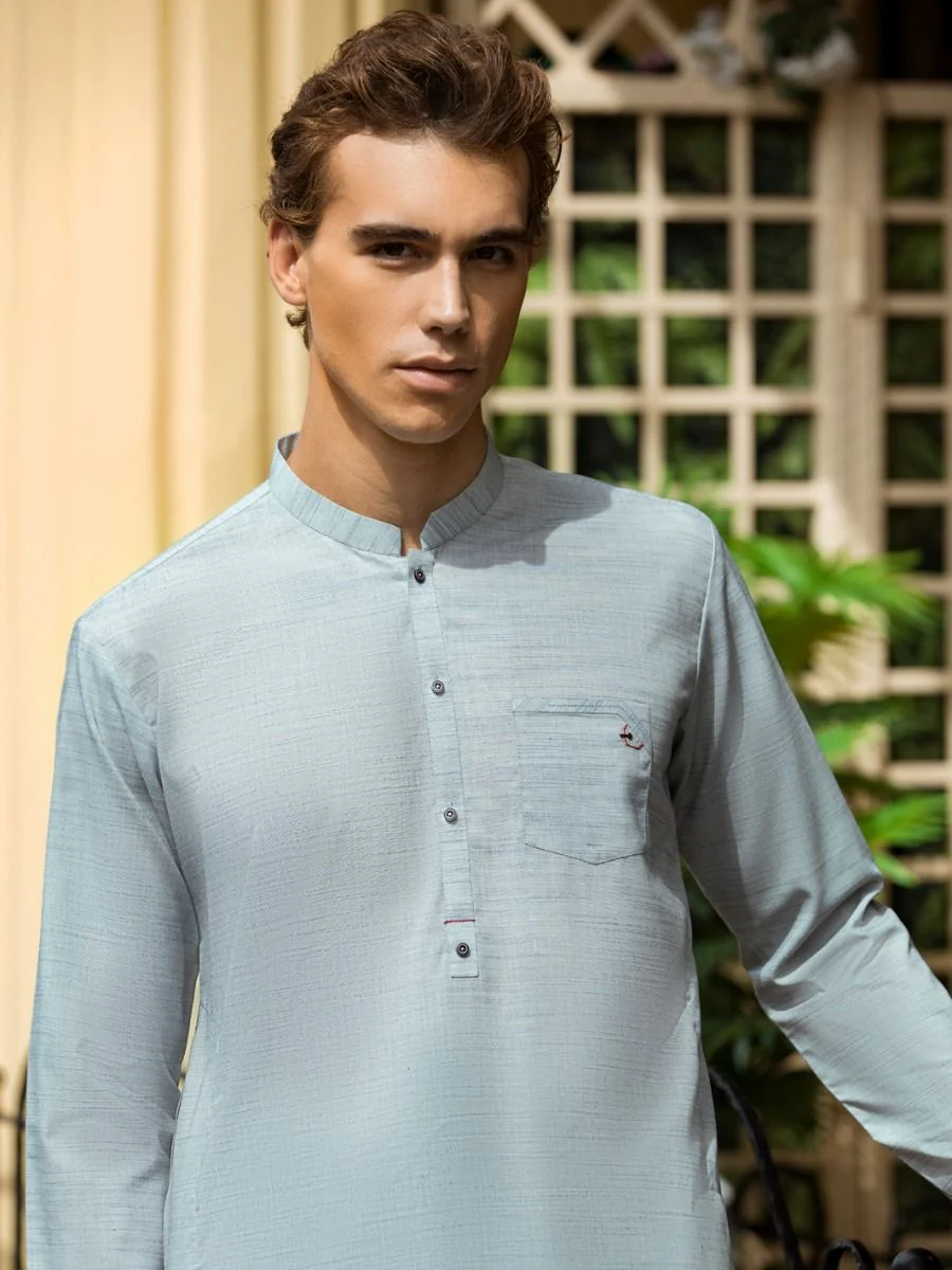 LIGHT BLUE VISCOSE KAMEEZ SHALWAR | AL-KS-US-2713/AM-5050C - Image 4