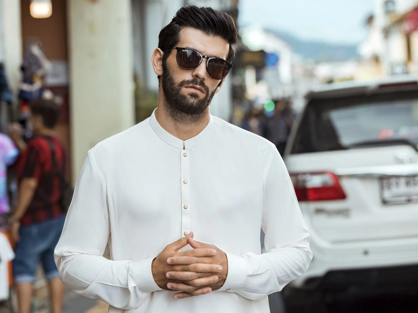 OFF WHITE BLENDED KAMEEZ SHALWAR | AL-KS-US-2717/AM-5036B - Image 3