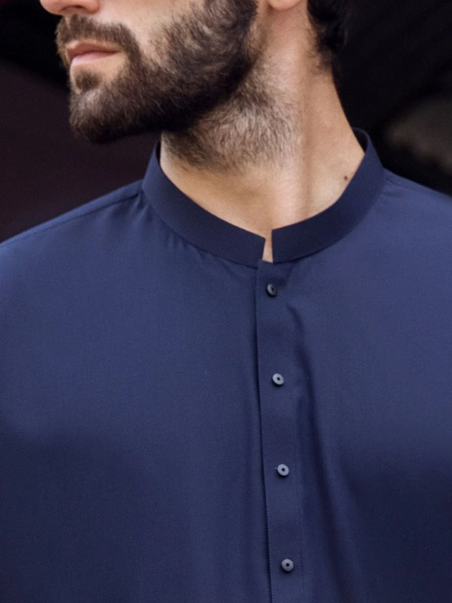 DARK BLUE VISCOSE KAMEEZ SHALWAR | AL-KS-US-2724/AM-996D - Image 2