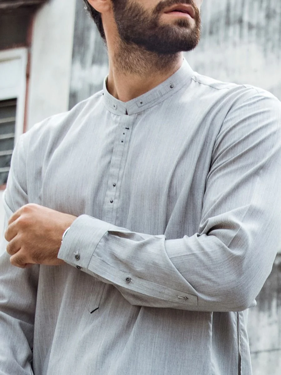 LIGHT GREY KAMEEZ SHALWAR | AL-KS-US-2725/AM-5052A - Image 2