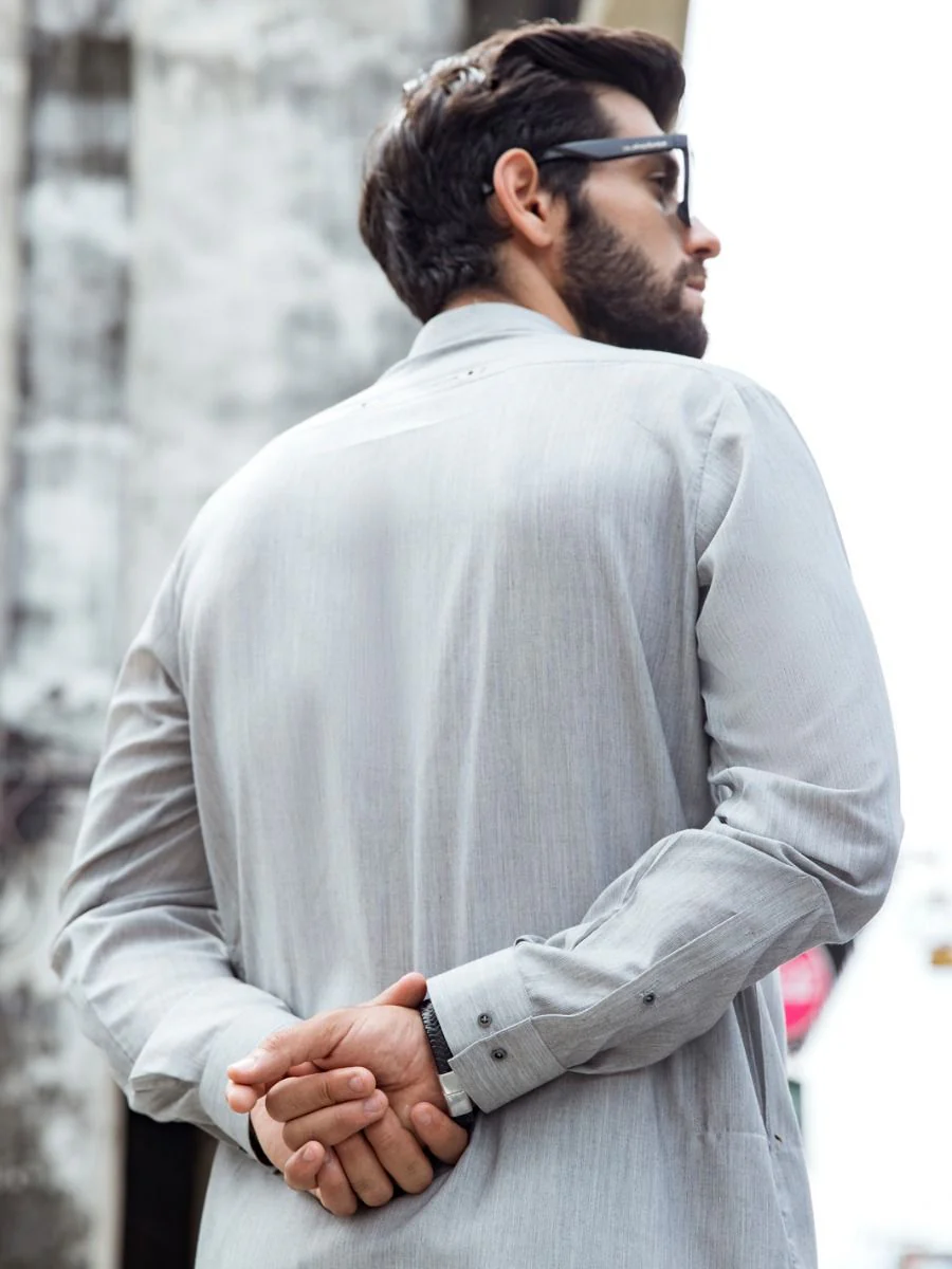 LIGHT GREY KAMEEZ SHALWAR | AL-KS-US-2725/AM-5052A - Image 3