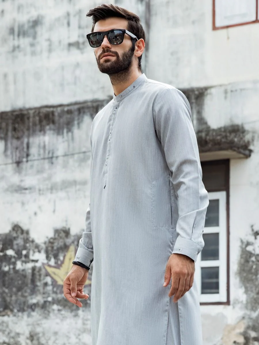 LIGHT GREY KAMEEZ SHALWAR | AL-KS-US-2725/AM-5052A - Image 4