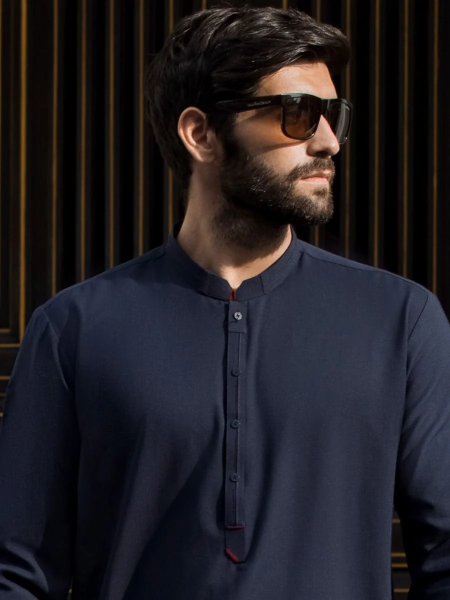 NAVY BLUE KAMEEZ SHALWAR | AL-KS-US-2727/AM-917D - Image 2