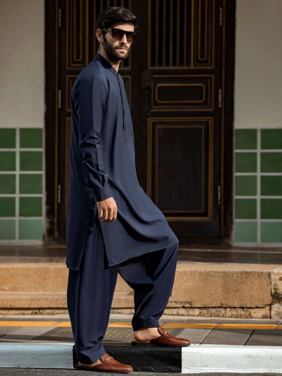 NAVY BLUE KAMEEZ SHALWAR | AL-KS-US-2727/AM-917D - Image 5