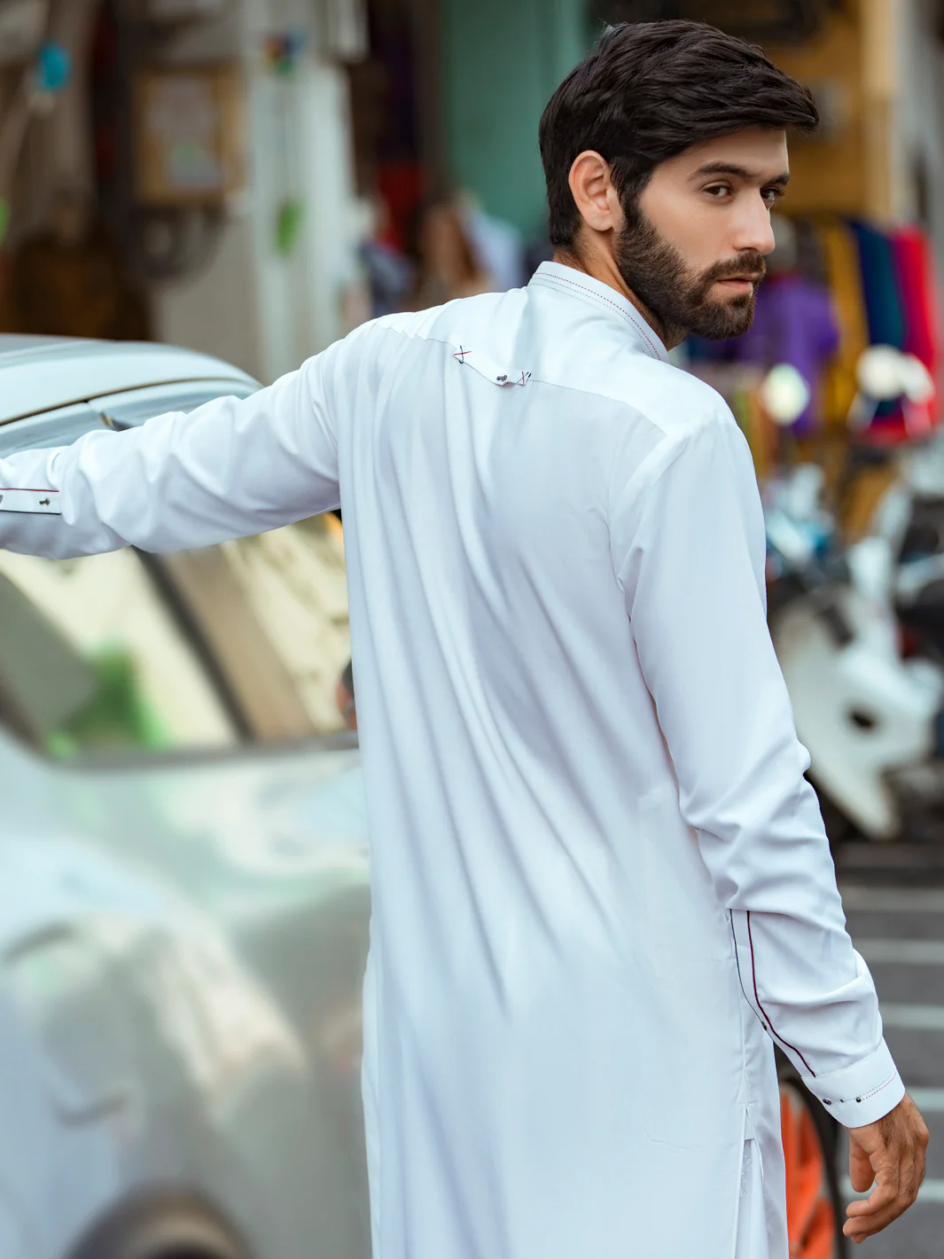 OFF WHITE VISCOSE KAMEEZ SHALWAR | AL-KS-US-2731/AM-5031E - Image 4
