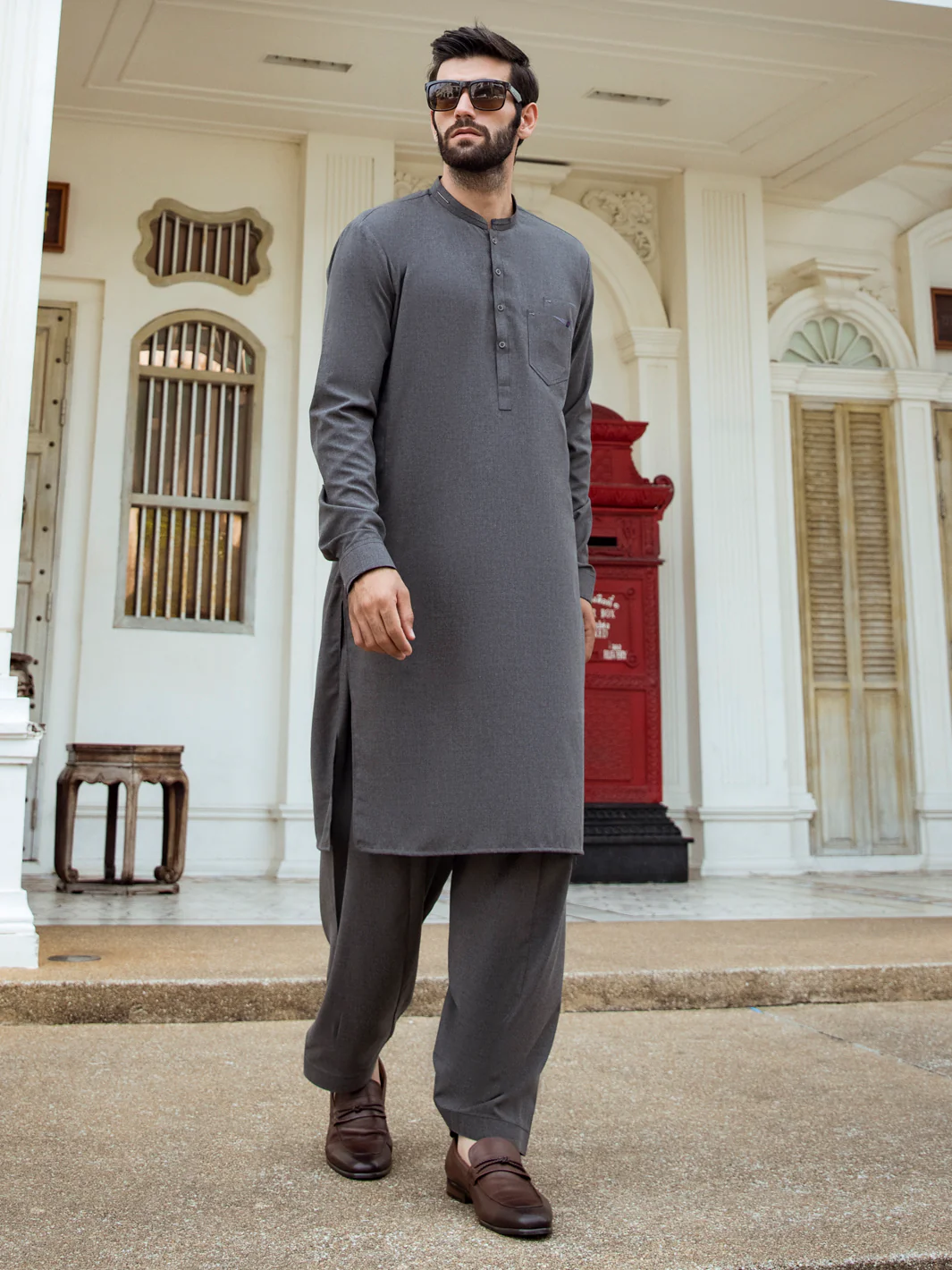 CHARCOAL VISCOSE KAMEEZ SHALWAR | AL-KS-US-2734/AM-5031D - Image 3