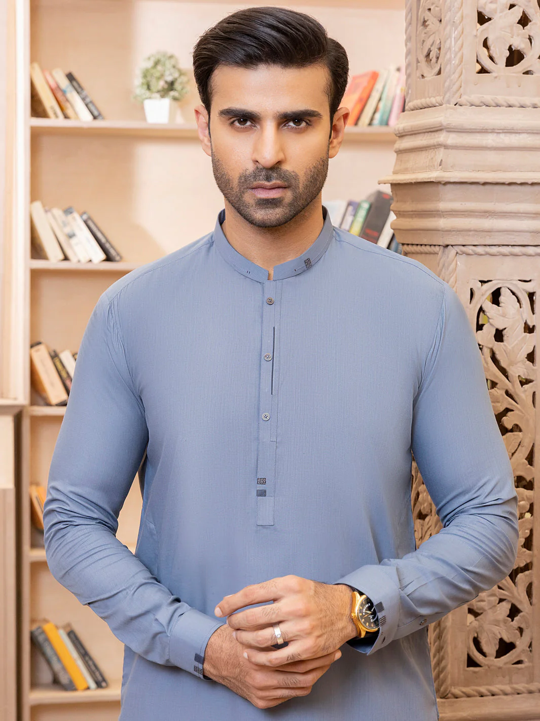 BLUE VISCOSE KAMEEZ SHALWAR | AL-KS-US-2744/AM-5063B - Image 2