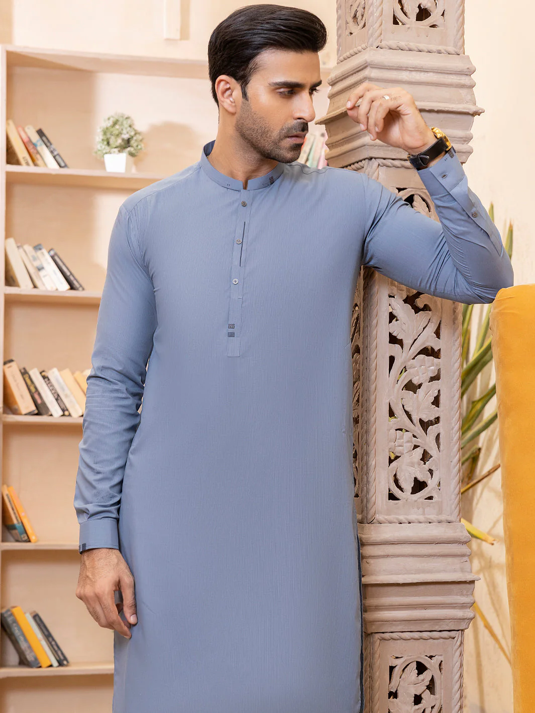 BLUE VISCOSE KAMEEZ SHALWAR | AL-KS-US-2744/AM-5063B - Image 3