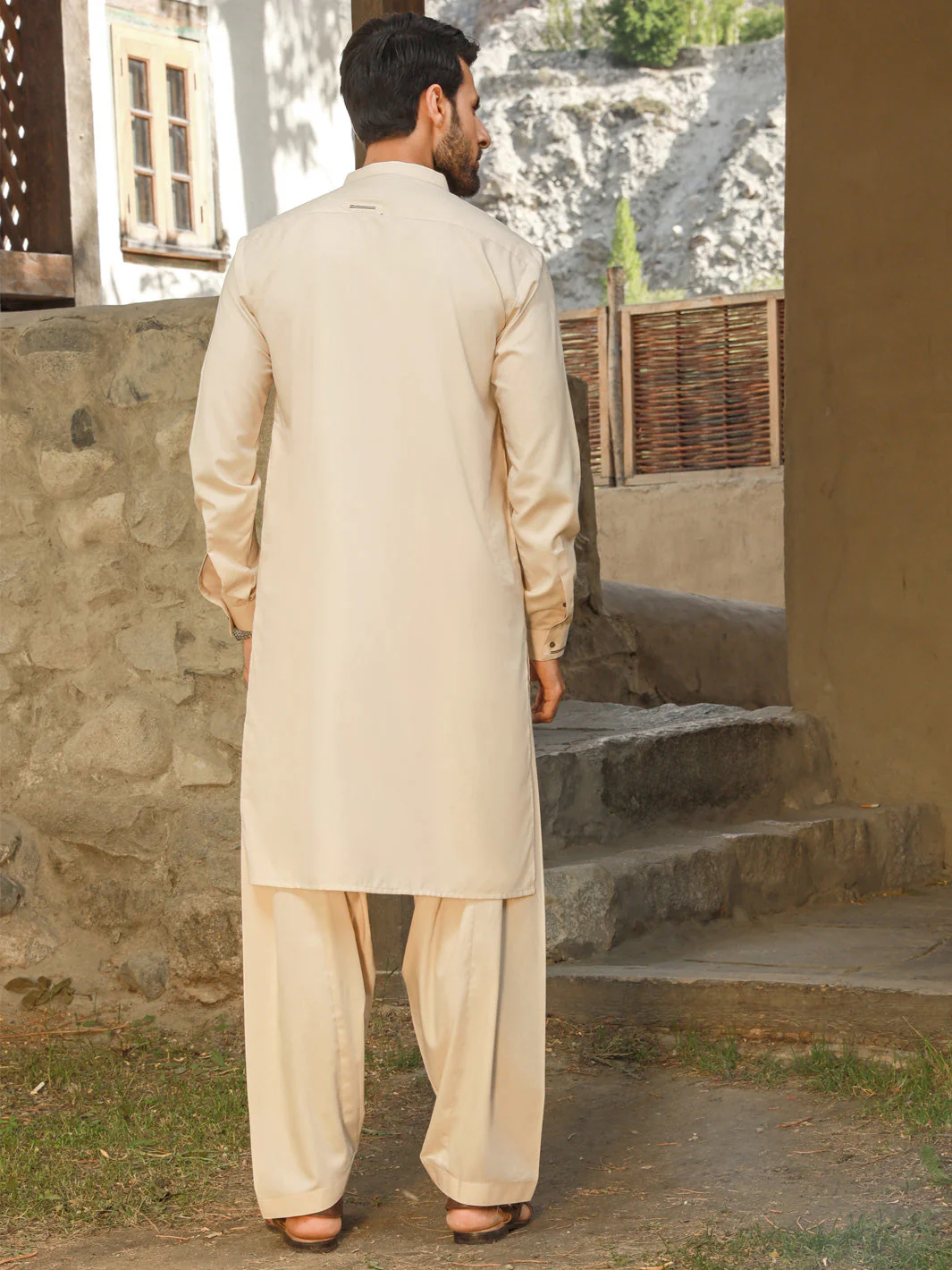 CREAM VISCOSE KAMEEZ SHALWAR | AL-KS-US-2746/AM-5064C - Image 3