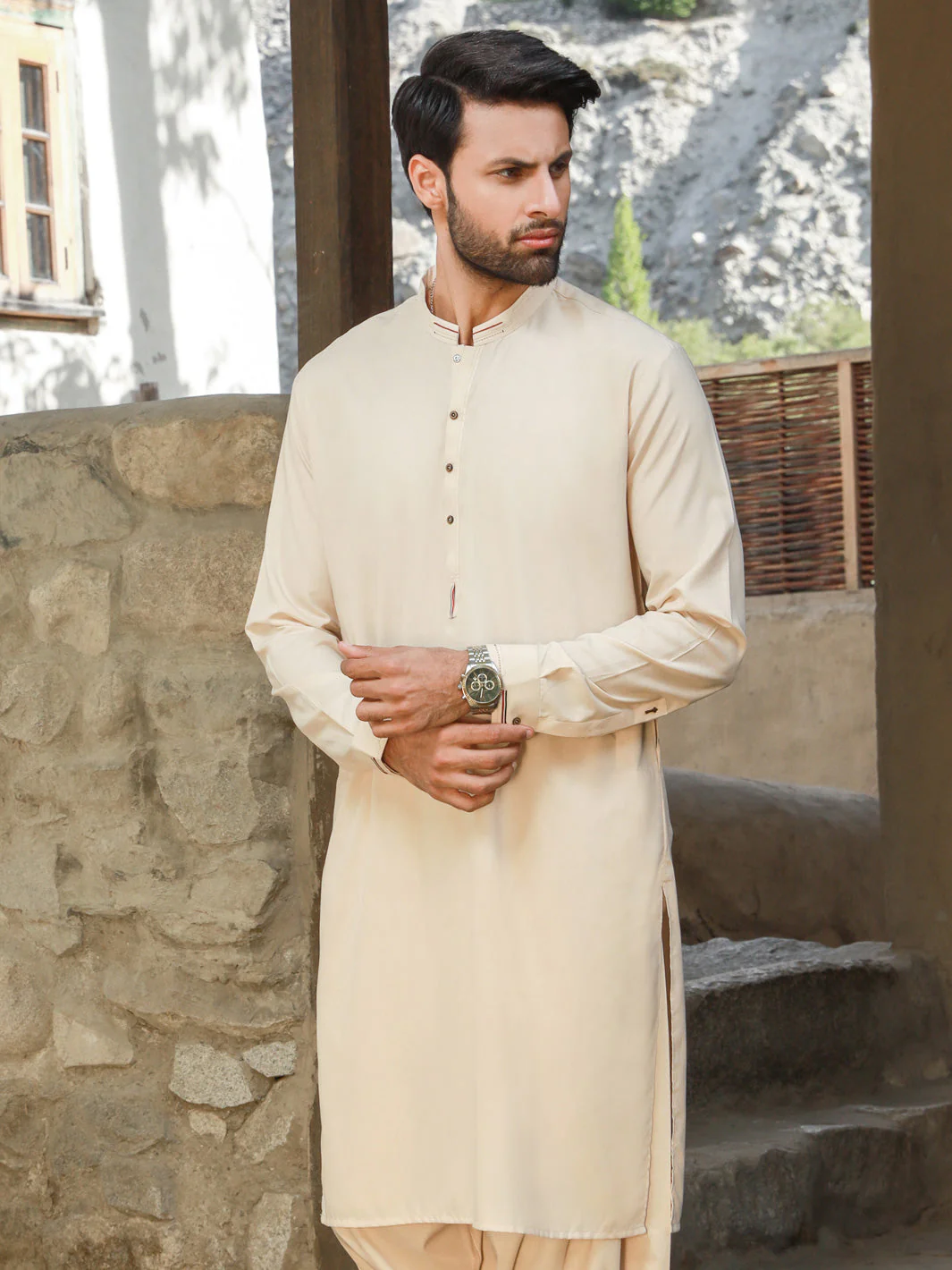 CREAM VISCOSE KAMEEZ SHALWAR | AL-KS-US-2746/AM-5064C - Image 4