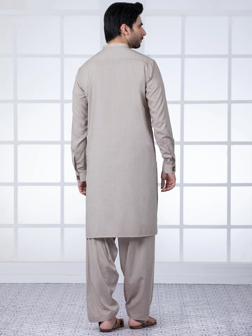 BEIGE KAMEEZ SHALWAR | AL-KS-US-2753/AM-5058C - Image 2