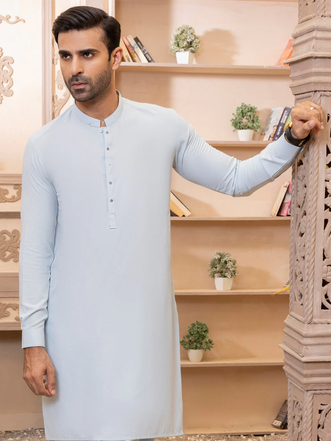 LIGHT BLUE VISCOSE KAMEEZ SHALWAR | AL-KS-US-2754/AM-5062B - Image 4