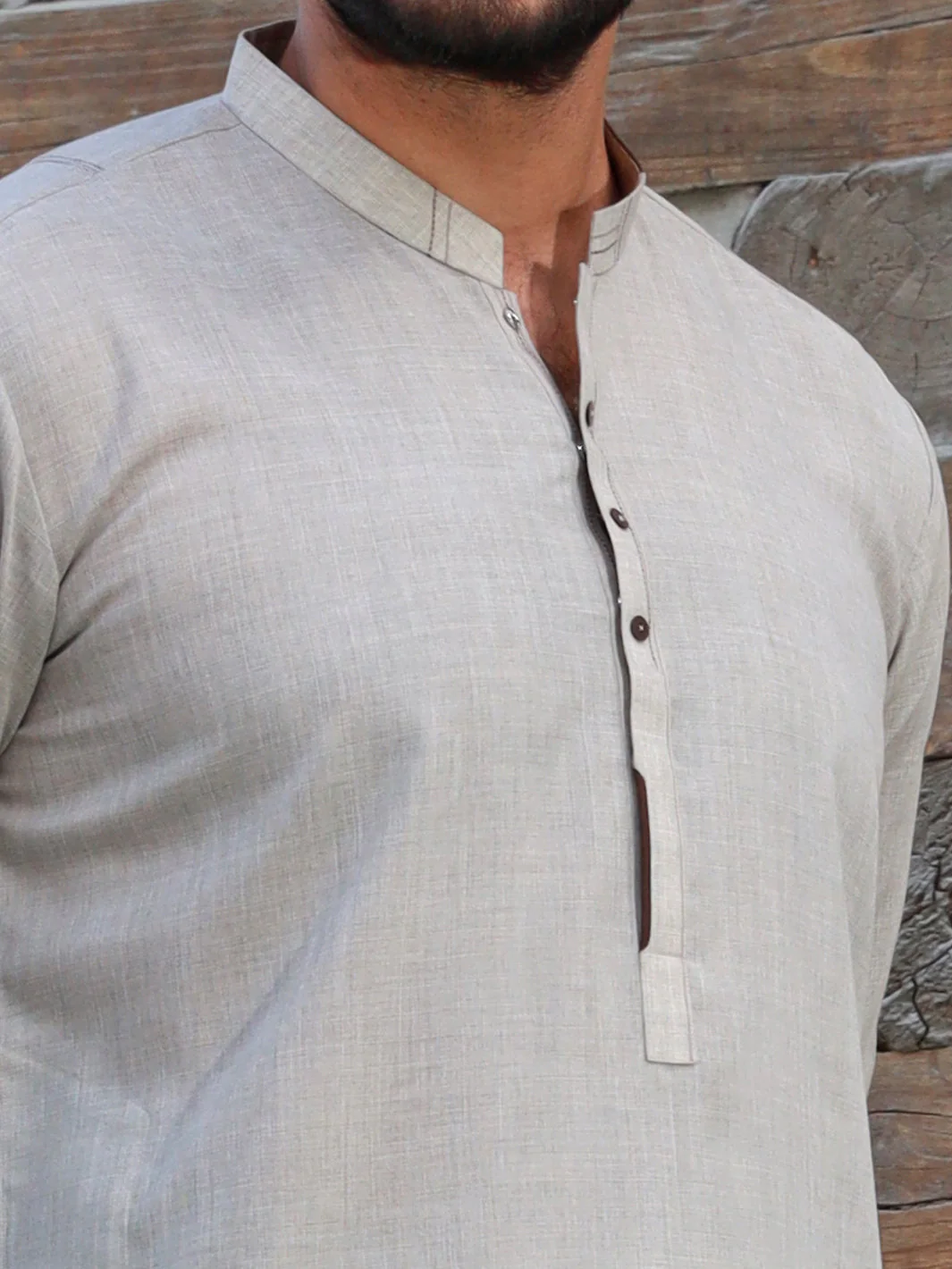 LIGHT GREY VISCOSE KAMEEZ SHALWAR | AL-KS-US-2757/AM-5051A - Image 2