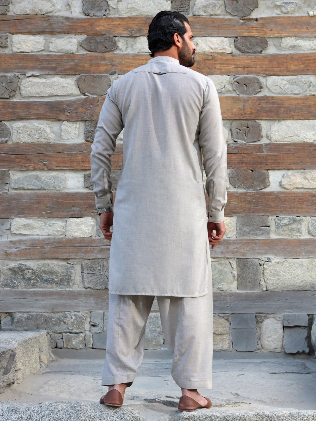 LIGHT GREY VISCOSE KAMEEZ SHALWAR | AL-KS-US-2757/AM-5051A - Image 4