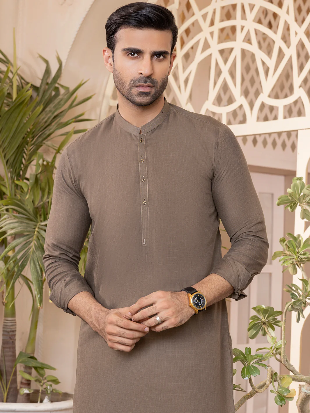 OLIVE GREEN VISCOSE KAMEEZ SHALWAR | AL-KS-US-2761/AM-5051B - Image 3