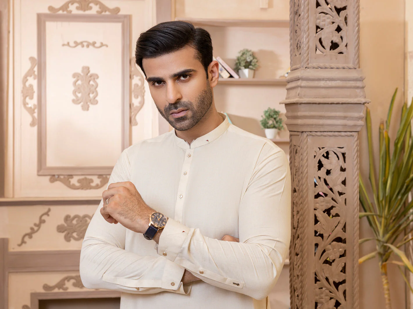 CREAM VISCOSE KAMEEZ SHALWAR | AL-KS-US-2765/AM-5043A - Image 4