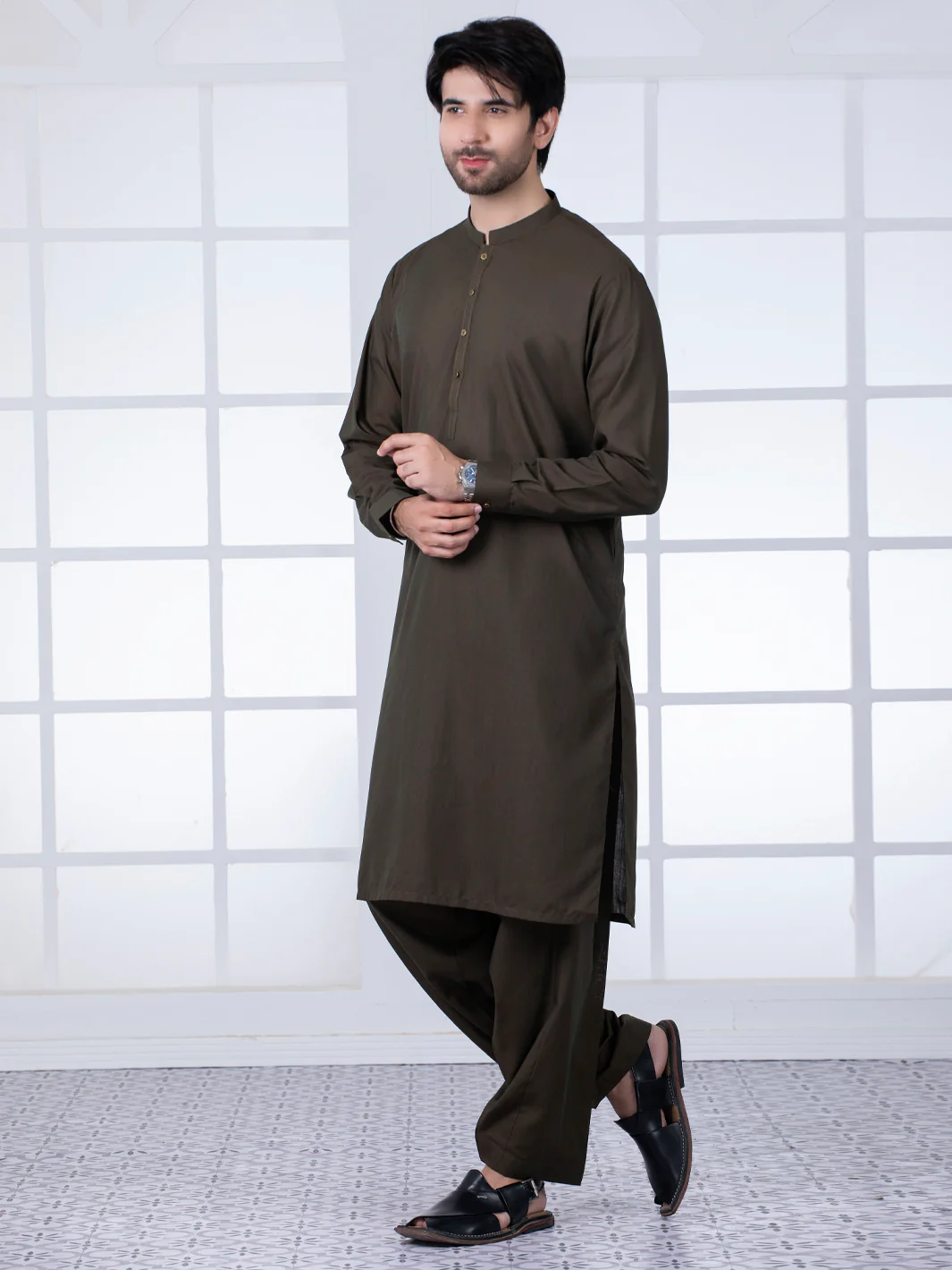 GREEN VISCOSE KAMEEZ SHALWAR | AL-KS-US-2766/AM-5052B - Image 5