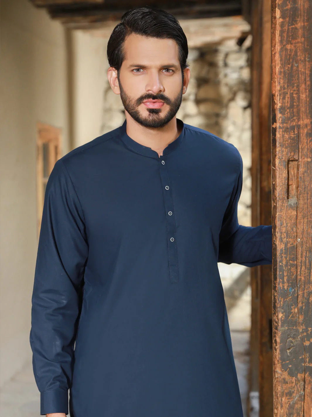 NAVY BLUE VISCOSE KAMEEZ SHALWAR | AL-KS-US-2768/AM-5064F - Image 3