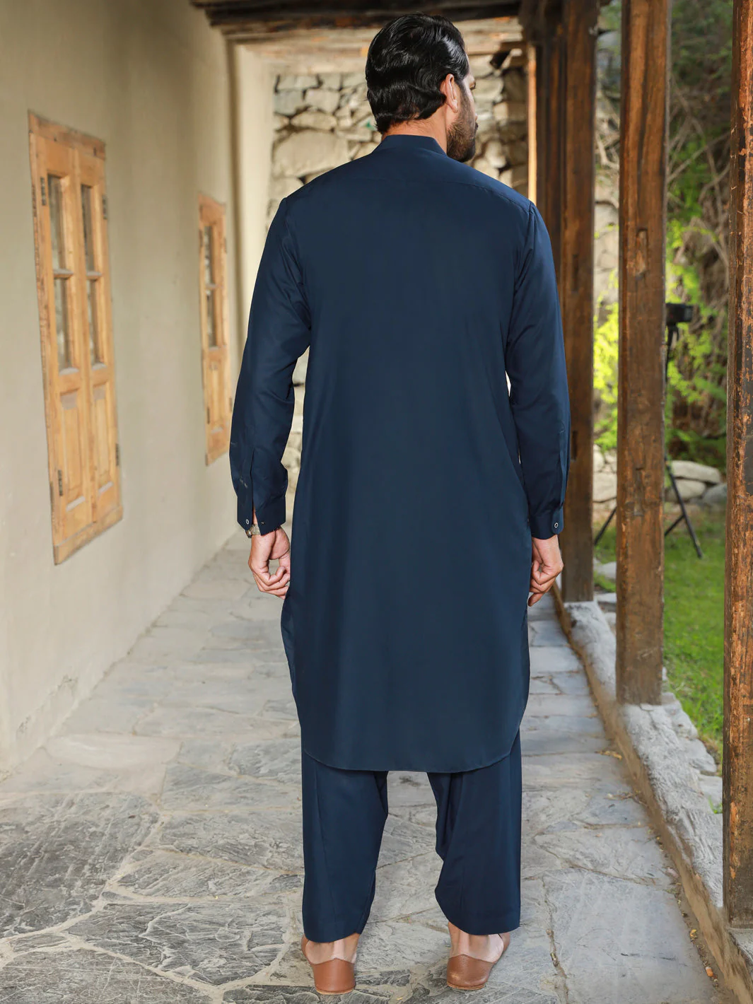 NAVY BLUE VISCOSE KAMEEZ SHALWAR | AL-KS-US-2768/AM-5064F - Image 4