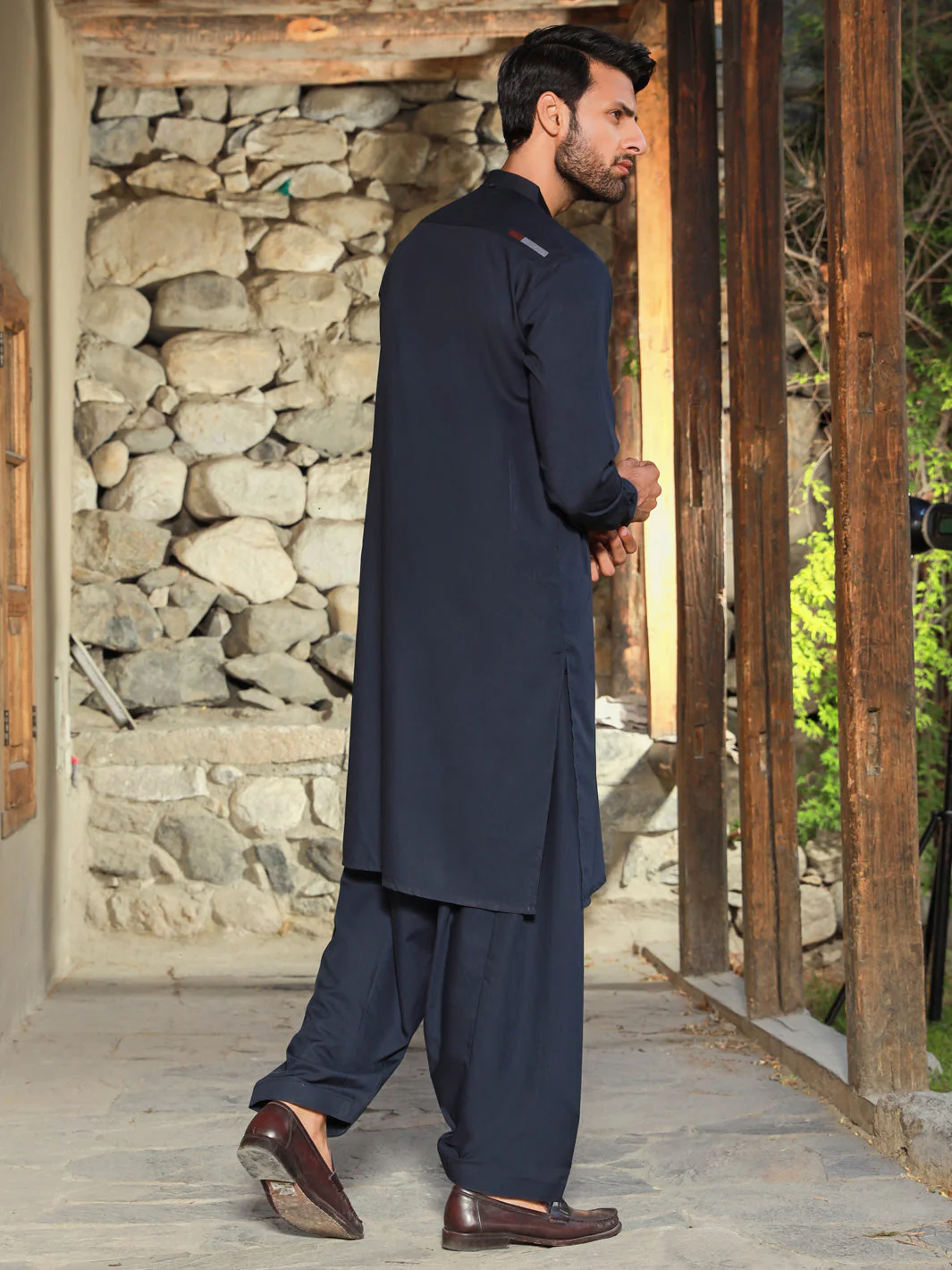 NAVY BLUE VISCOSE KAMEEZ SHALWAR | AL-KS-US-2774/AM-5063D - Image 3