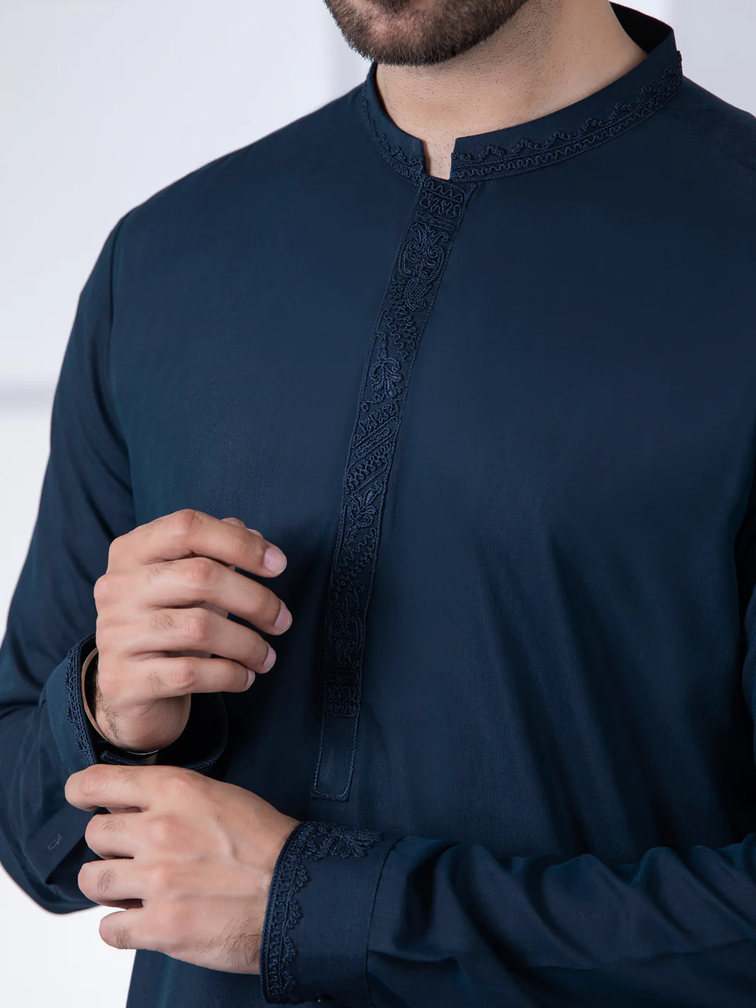 DARK BLUE VISCOSE KAMEEZ SHALWAR | AL-KS-US-2783/AM-5052D - Image 2