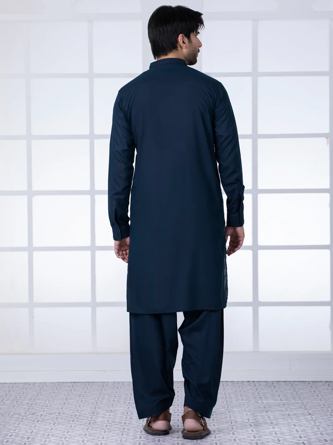 DARK BLUE VISCOSE KAMEEZ SHALWAR | AL-KS-US-2783/AM-5052D - Image 3