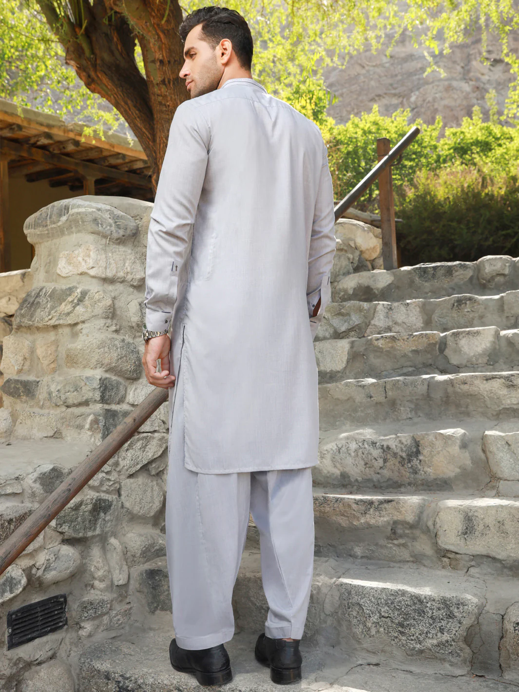 LIGHT GREY KAMEEZ SHALWAR | AL-KS-US-2785/AM-5058A - Image 4