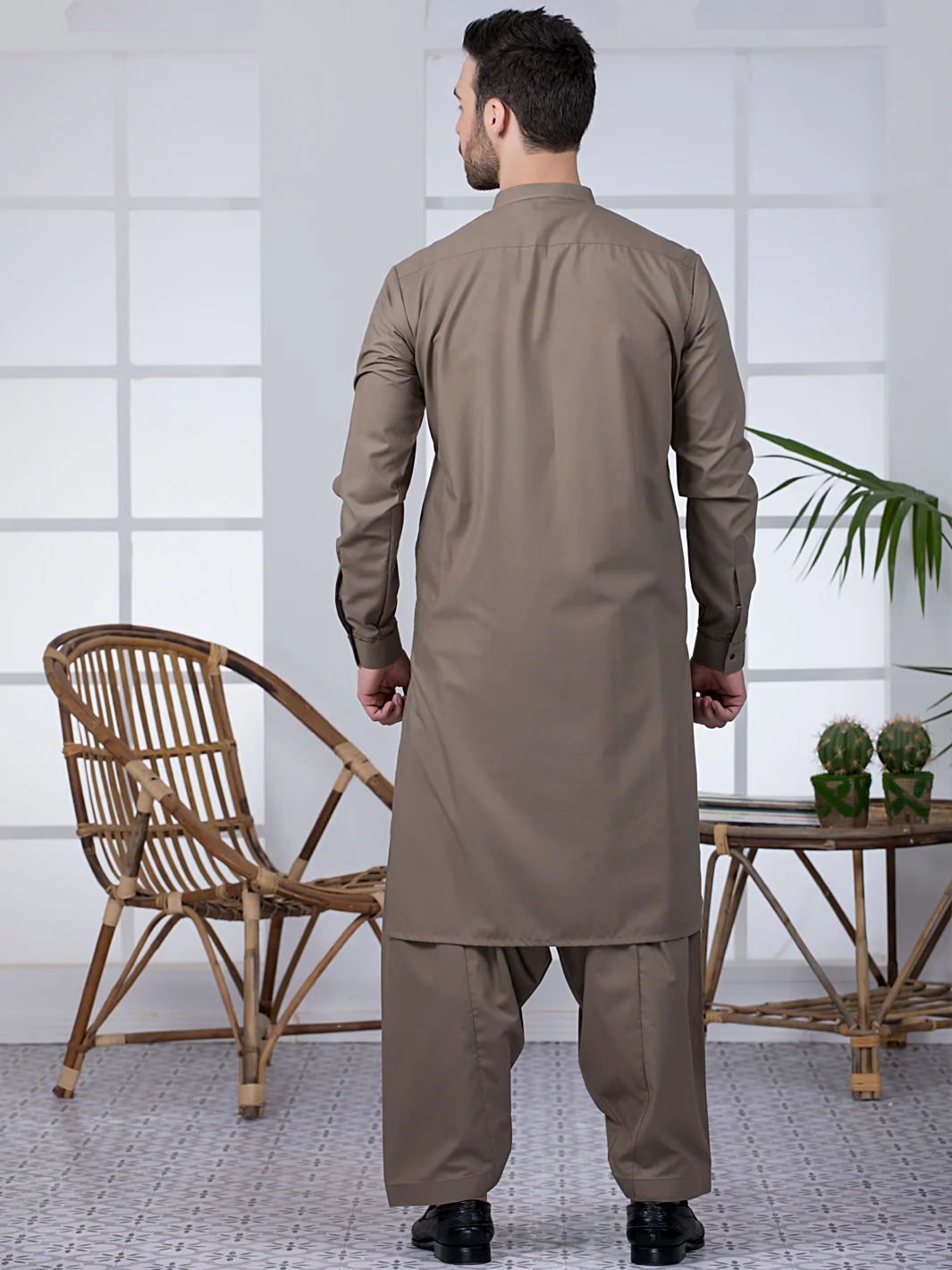 KHAKI VISCOSE KAMEEZ SHALWAR | AL-KS-US-2787/AM-5035C - Image 3