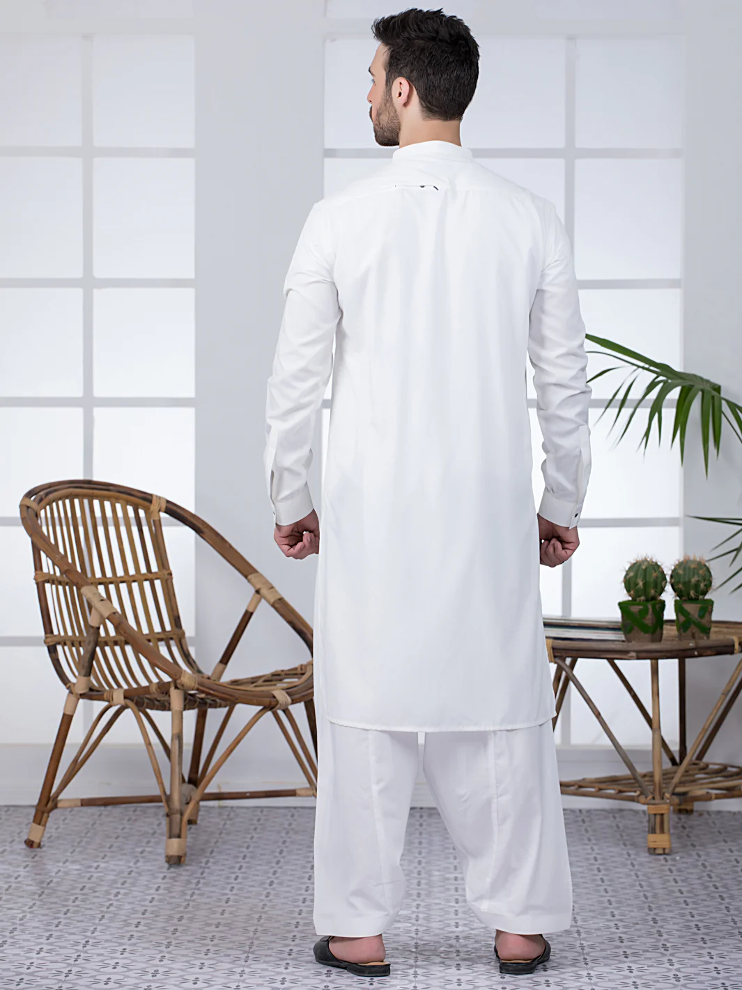 WHITE VISCOSE KAMEEZ SHALWAR | AL-KS-US-2806/AM-5097A - Image 2