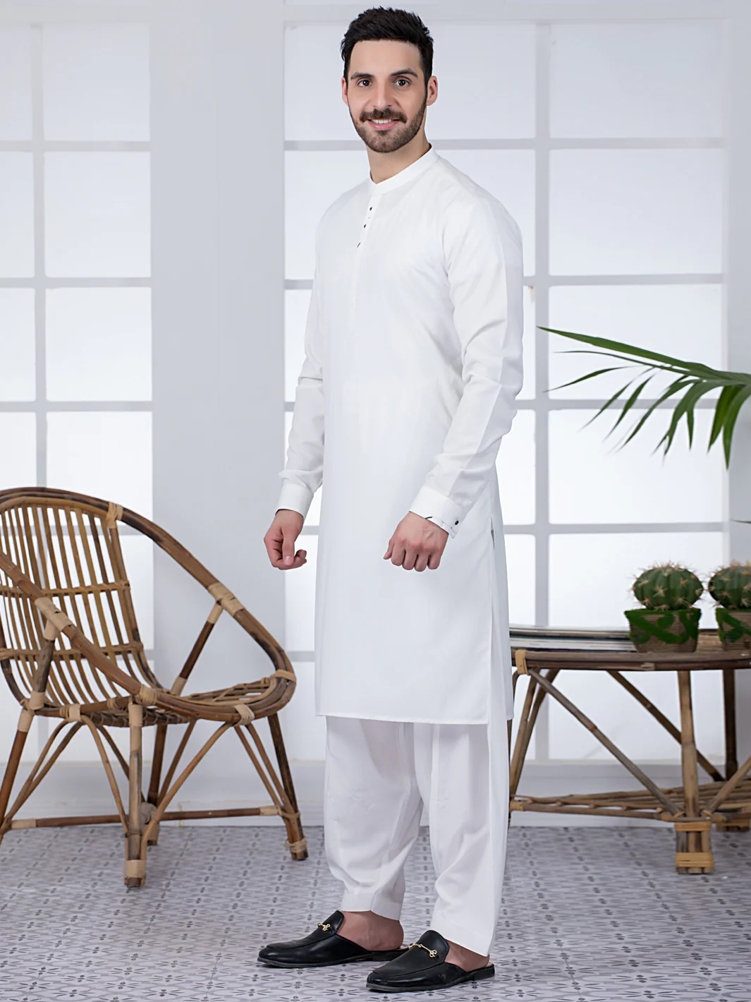 WHITE VISCOSE KAMEEZ SHALWAR | AL-KS-US-2806/AM-5097A - Image 5