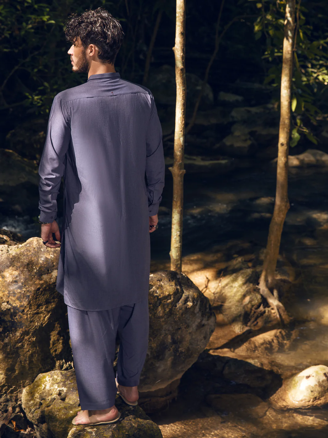 GREY VISCOSE KAMEEZ SHALWAR | AL-KS-US-2813/AM-5091A - Image 3