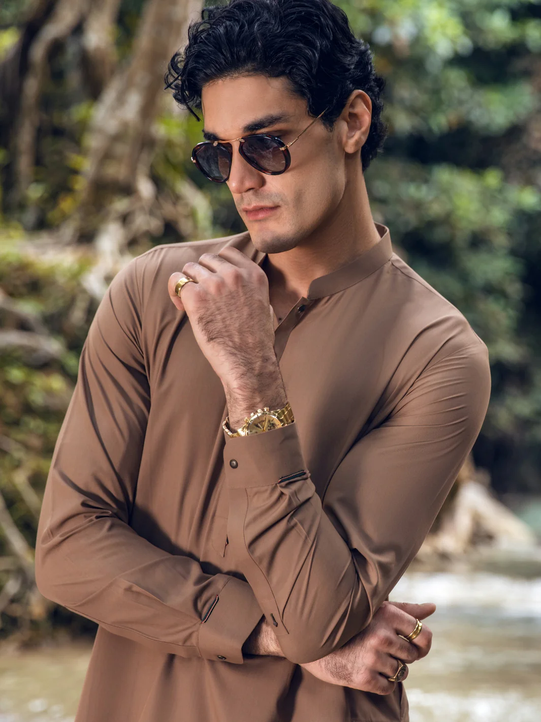 BROWN VISCOSE KAMEEZ SHALWAR | AL-KS-US-2814/AM-5090B - Image 3